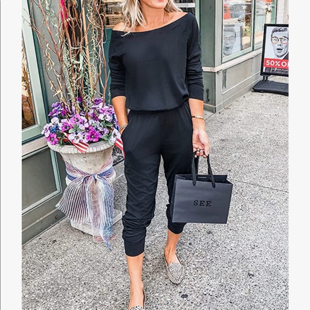 Black long sleeved jumpsuit